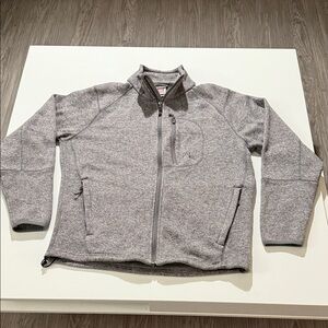 Avalanche Jacket Mens Grey Full Zip-Up Zip Pocket Long Sleeve Fleece Logo Large